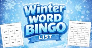 Winter Bingo Word list - use this to make your own spelling bingo cards