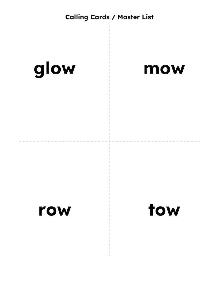 What the calling cards from EasyBingoCreator.com look like - they can be used as flashcards too.