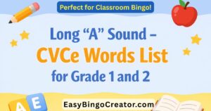 Long A Vowel sound - CVCe words for Grade 1 and 2